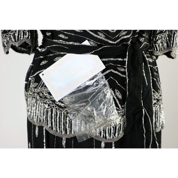 Vintage 1980s Black and Silver Sequin Beaded Top and Skirt Judith Ann Medium - Picture 10 of 10